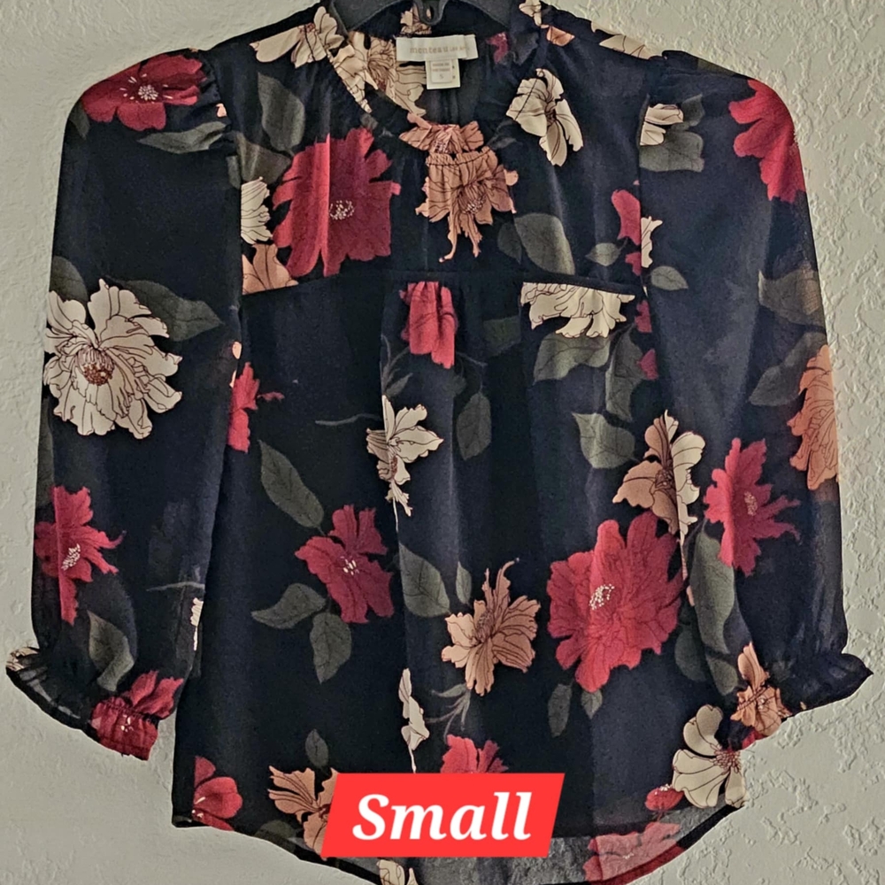 Floral Black Blouse - Small